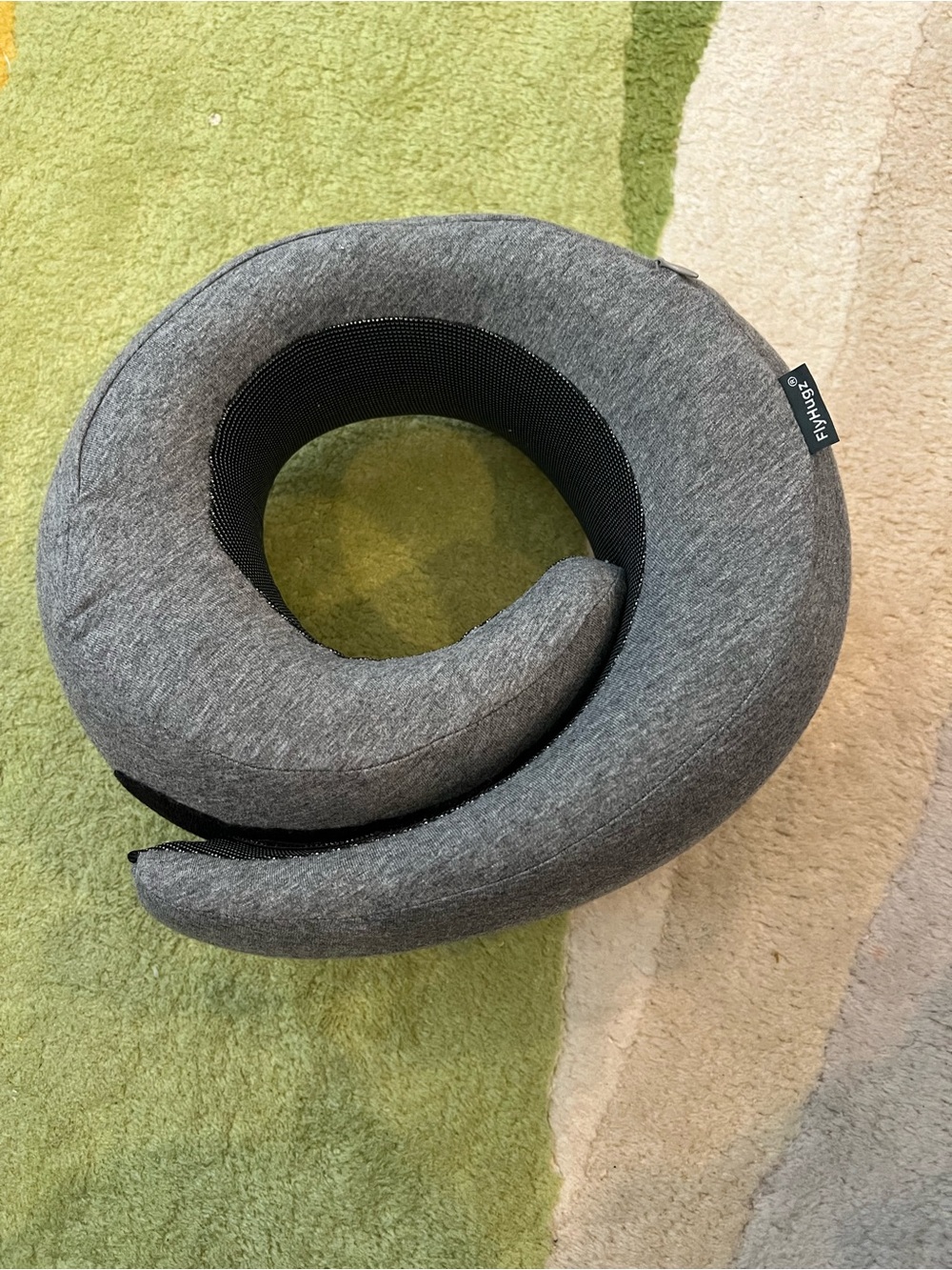 Flyhugz Gray Memory Foam Travel Neck Pillow - Ergonomic Support